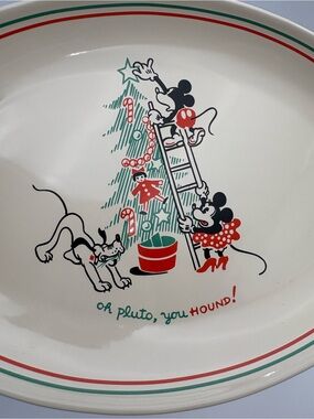 Disney Christmas Platter with Mickey, Minnie & Pluto - White, Red, Green